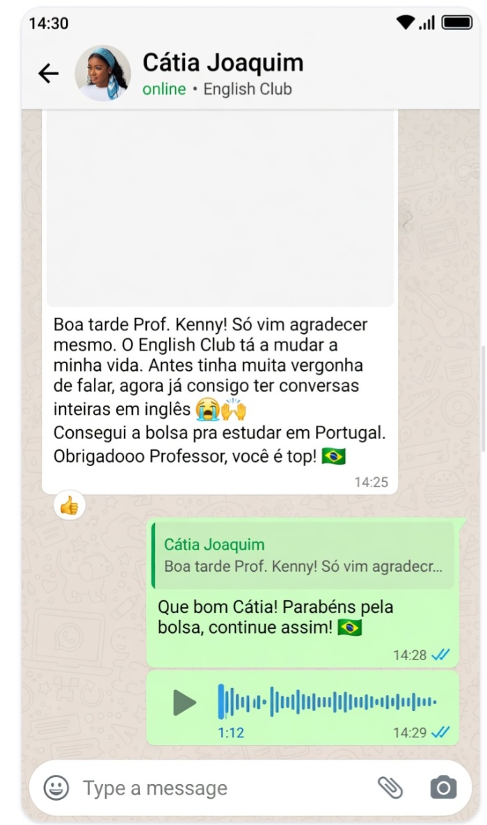 Depoimento de Cátia Joaquim no WhatsApp