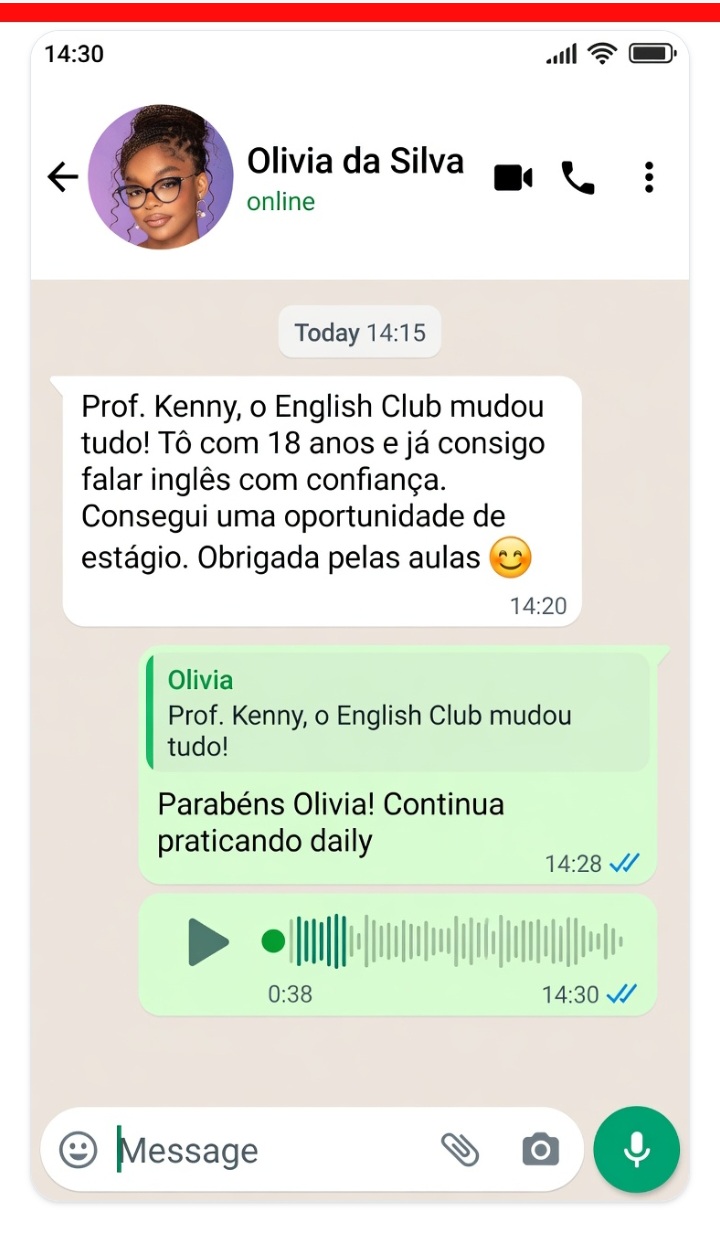 Depoimento de Olivia da Silva no WhatsApp